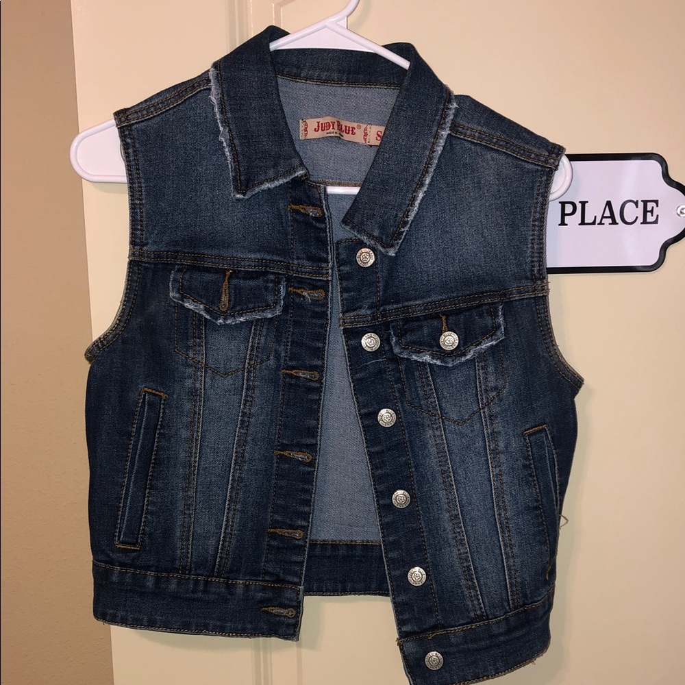 Judy Blue Dark Blue Girls' Denim Vest - Button-Front